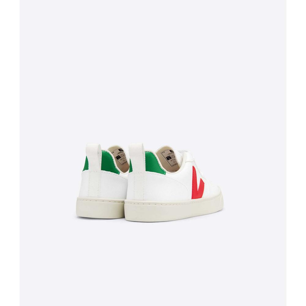 Veja V-10 LACES CWL Kids' Sneakers White/Green/Red | NZ 865YXF